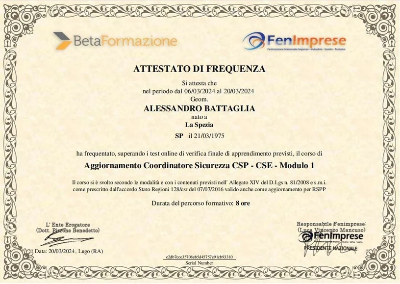 Coordinatore Sicurezza CSP/CSE — Modulo 1
