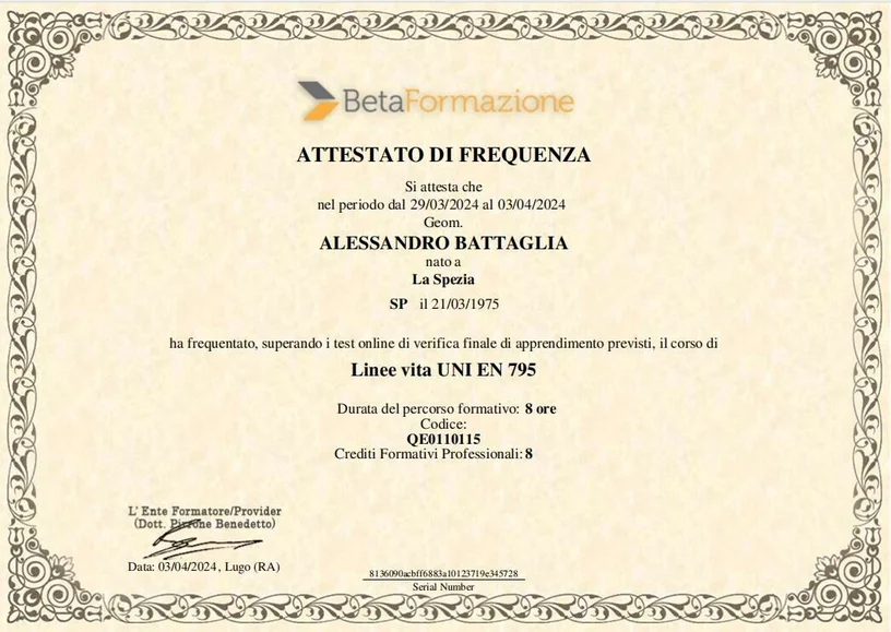 Linee vita UNI EN 795