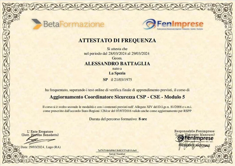 Coordinatore Sicurezza CSP/CSE — Modulo 5